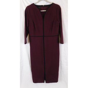Talbots Jersey Sheath Dress Burgundy Black Piping Size 6 NWT